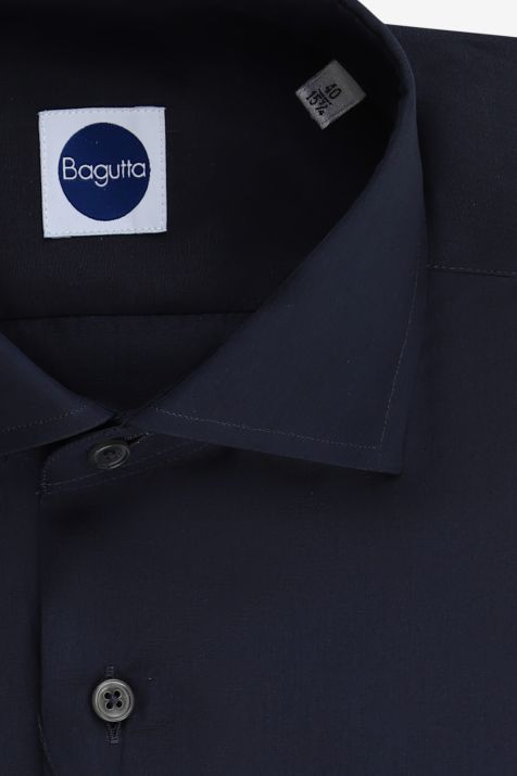 Chemise Homme Bagutta Slim Uni 100% coton col Italien Manche longue