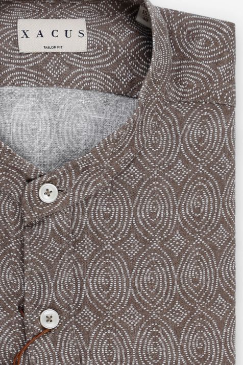Men's Shirt Xacus Regular Patterned 100% linen collar French Long sleeve