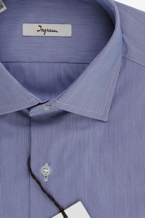 Men's Shirt Ingram Slim Stripe 72% cotton 3% elastan 25% pa collar Italian Long sleeve