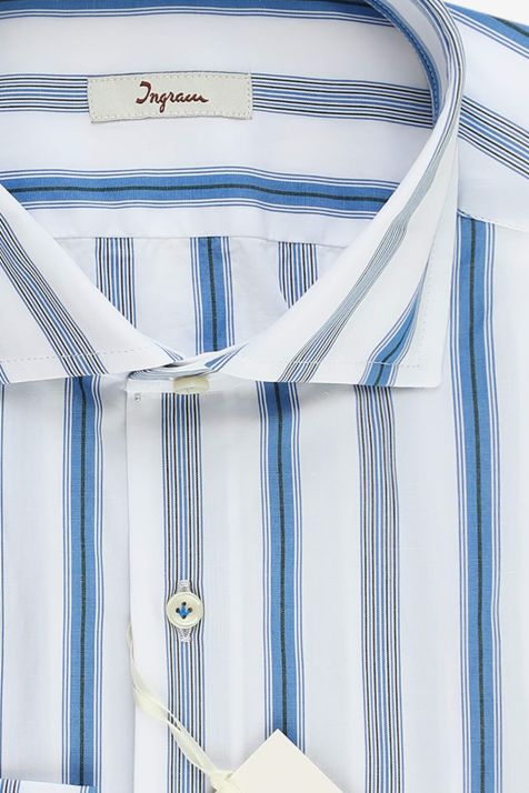 Camisa Hombre Ingram Regular Rayas 100% lino cuello Francés Manga larga