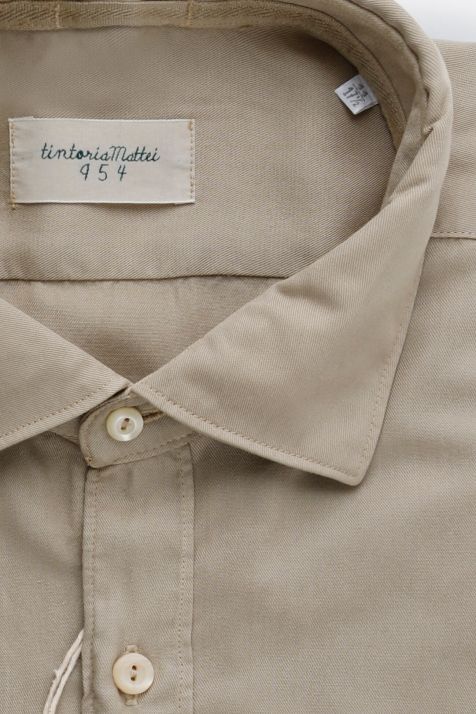 Chemise Homme Tintoria Mattei Slim Uni 100% lyocell col Classique Manche longue