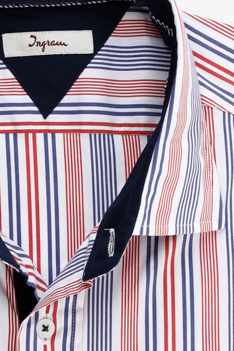 Camisa Hombre Ingram Slim Rayas 72% algodón 3% elastan 25% pa cuello Francés Manga larga