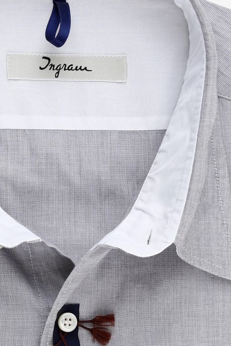 Men's Shirt Ingram Slim Plain 100% cotton collar Italian Long sleeve