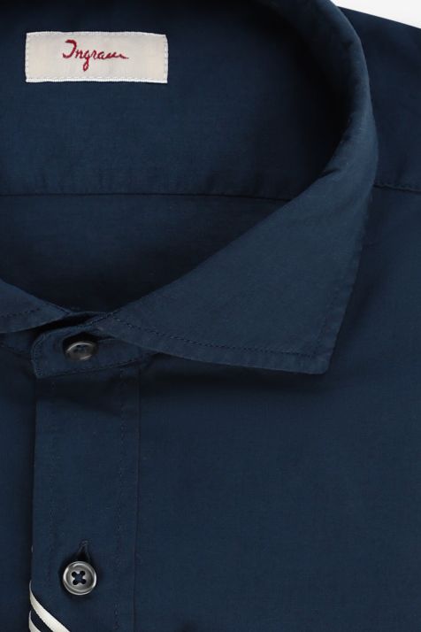 Hemd Herren Ingram Slim Einfarbig 100% Baumwolle kragen Französisch Lange Ärmel