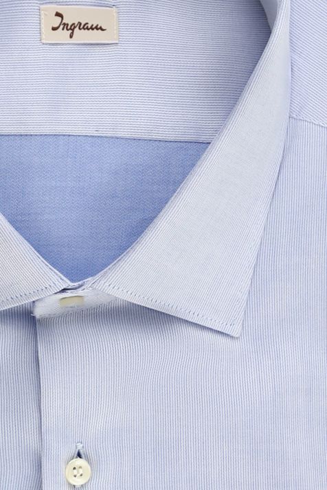 Hemd Herren Ingram Slim Halb Unifarben 100% Baumwolle kragen Französisch Lange Ärmel