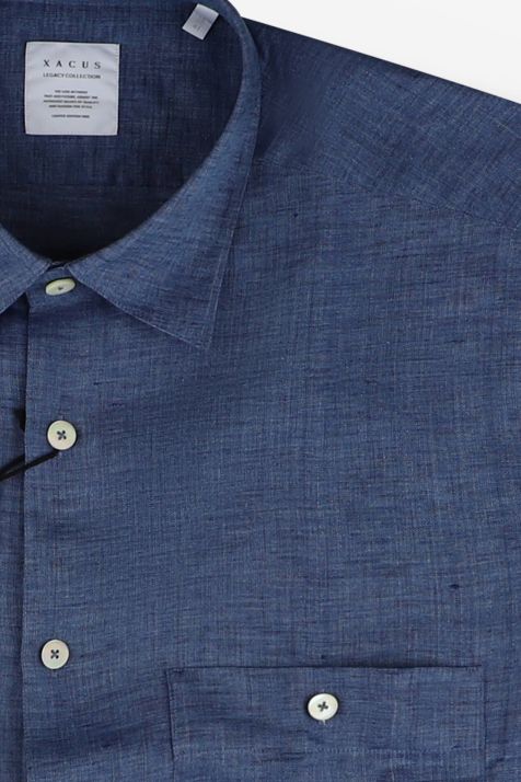 Men's Shirt Xacus Regular Plain 100% linen collar Italian Long sleeve