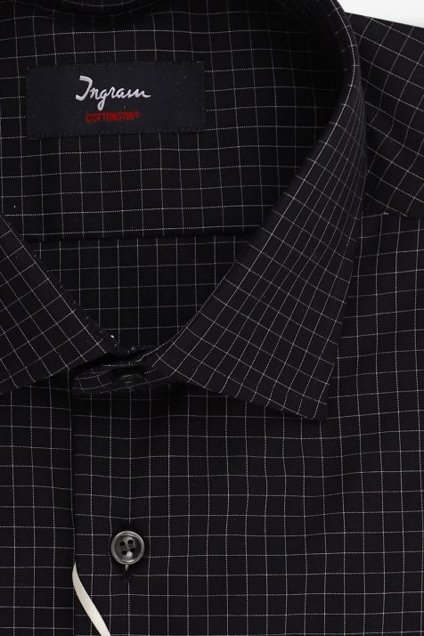 Men's Shirt Ingram Regular Not Iron Check 100% cotton collar French Long sleeve