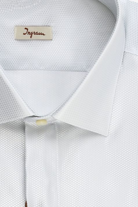 Hemd Herren Ingram Slim Einfarbig 55% Baumwolle 45% Viskose kragen Französisch Lange Ärmel