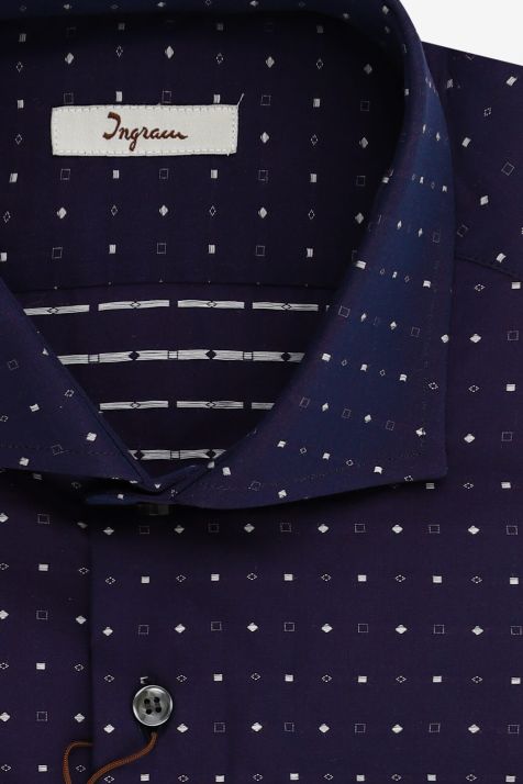 Men's Shirt Ingram Slim Semi-plain 100% cotton collar French Long sleeve