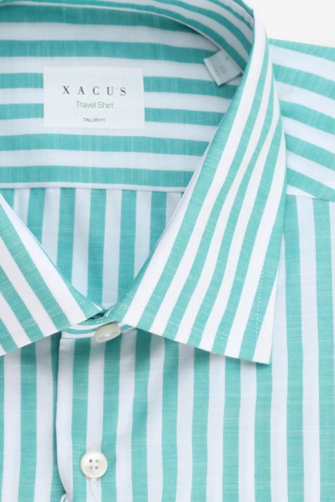 Camisa Hombre Xacus Regular No Plancha Rayas 100% algodón cuello Francés Manga larga