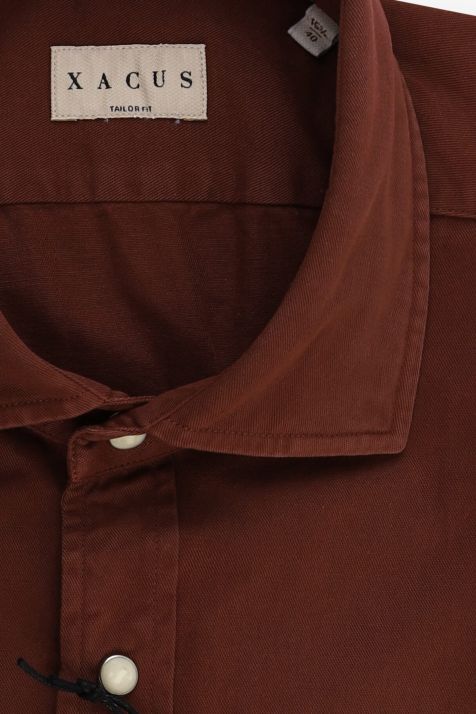 Hemd Herren Xacus Regular Einfarbig 100% Baumwolle kragen Französisch Lange Ärmel