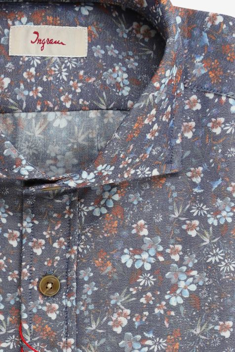 Men's Shirt Ingram Slim Patterned 60% cotton 40% Lyocell collar French Long sleeve