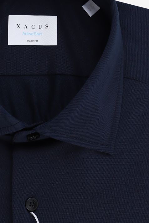 Men's Shirt Xacus Regular Plain 84% polyamide 16% elastane collar French Long sleeve