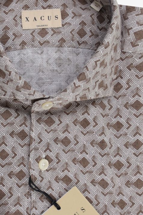 Hemd Herren Xacus Regular Muster 100% Leinen kragen Französisch Lange Ärmel