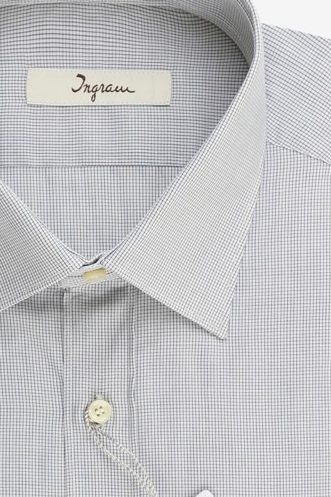 Hemd Herren Ingram Slim Karo 100% Baumwolle kragen Italienisch Lange Ärmel