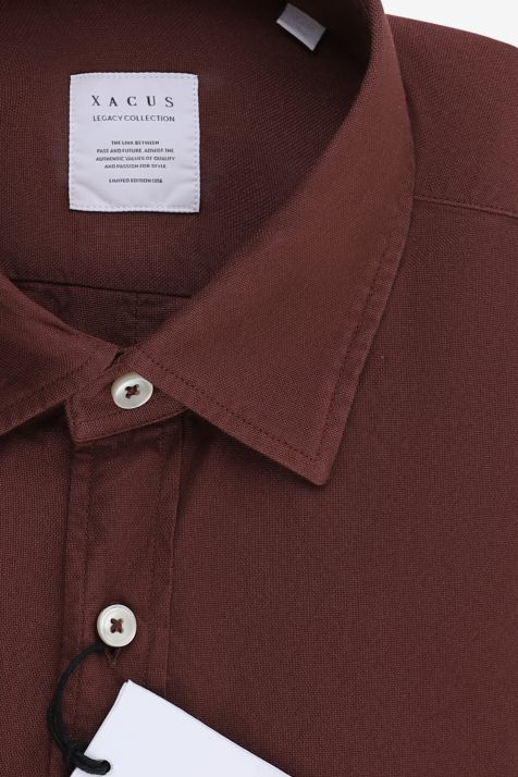 Men's Shirt Xacus Regular Plain 100% cotton collar Italian Long sleeve
