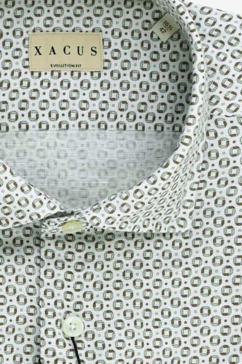 Camisa Hombre Xacus Regular Estampada 60% Lino 40% Algodón cuello Hawaiano Manga corta