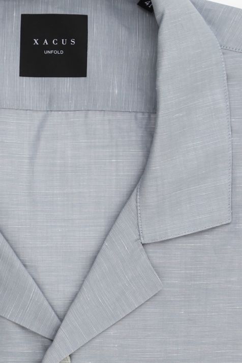 Hemd Herren Xacus Regular Einfarbig 68% cotton 32% linen kragen Hawaiikragen Kurze Ärmel