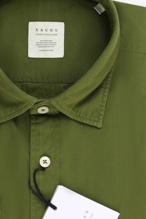 Camisa Hombre Xacus Regular Lisa 100% algodón cuello Italiano Manga larga