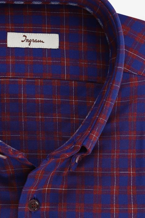 Hemd Herren Ingram Slim Karo 100% Baumwolle kragen Button-Down Lange Ärmel