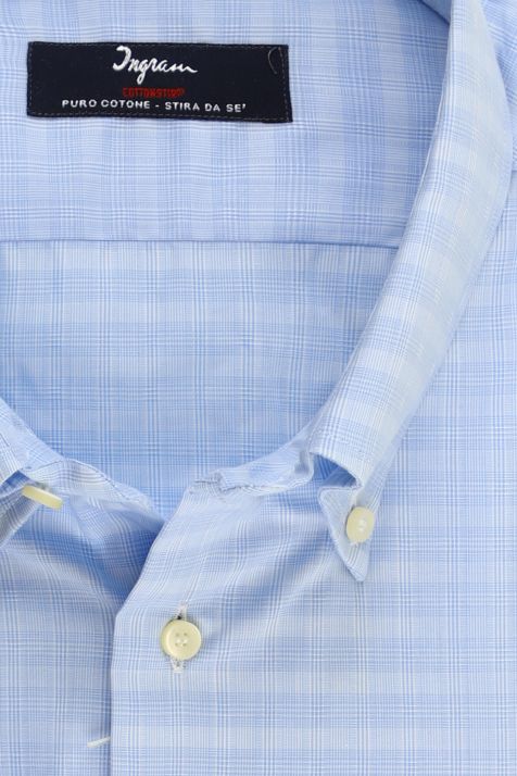 Men's Shirt Ingram Slim Not Iron Check 100% cotton collar Button down Long sleeve