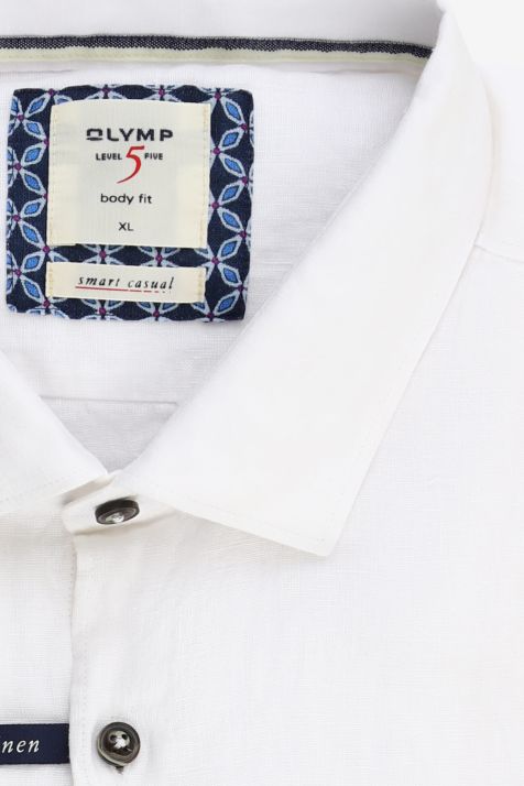 Camisa Hombre Olymp Regular Lisa 100% lino cuello Francés Manga larga