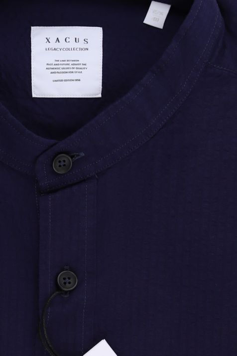Men's Shirt Xacus Regular Plain 100% cotton collar Mandarin Long sleeve