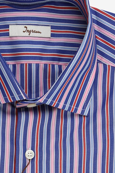 Camisa Hombre Ingram Regular Rayas 100% algodón cuello Francés Manga larga