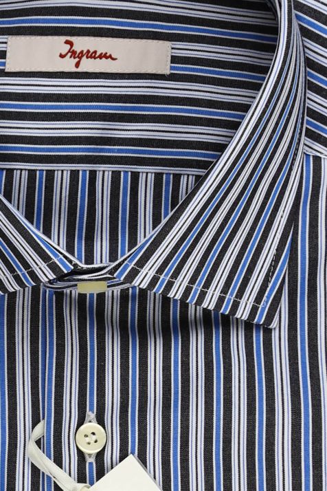 Camisa Hombre Ingram Regular Rayas 100% algodón cuello Francés Manga larga