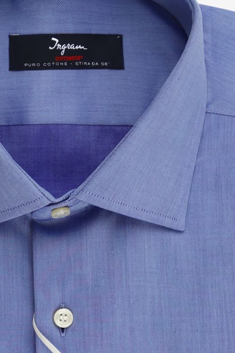Men's Shirt Ingram Regular Not Iron Plain 100% cotton collar Italian Long sleeve