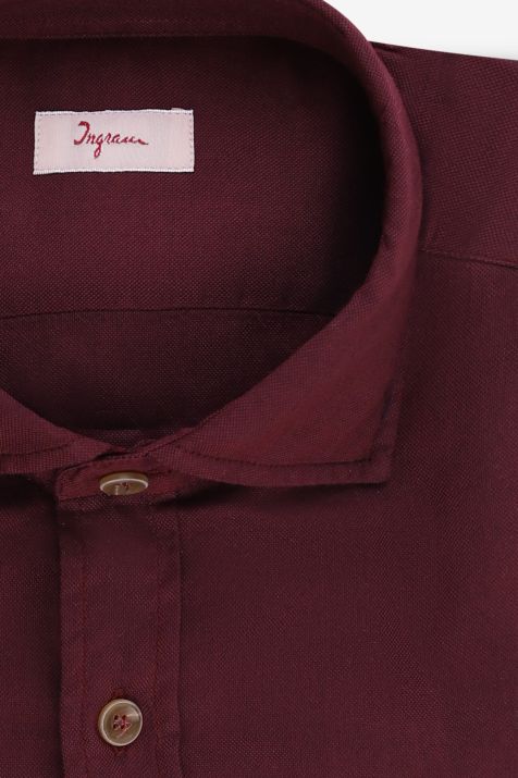 Chemise Homme Ingram Slim Uni 100% coton col Italien Manche longue