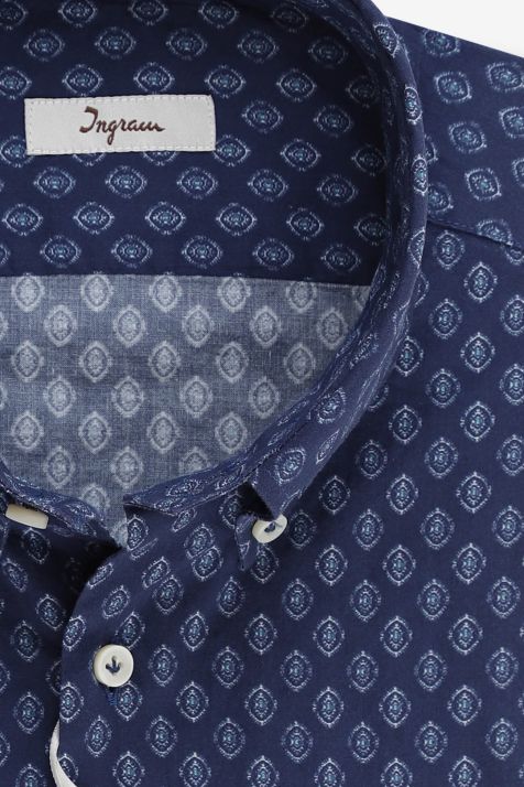 Hemd Herren Ingram Slim Muster 100% Baumwolle kragen Button-Down Lange Ärmel