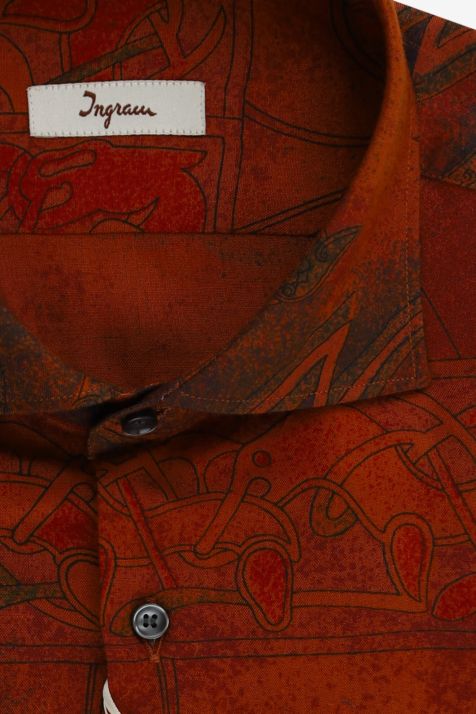 Hemd Herren Ingram Slim Muster 100% Viskose kragen Französisch Lange Ärmel