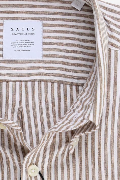 Hemd Herren Xacus Regular Streifen 86% Baumwolle, 14% Viskose kragen Button-Down Lange Ärmel