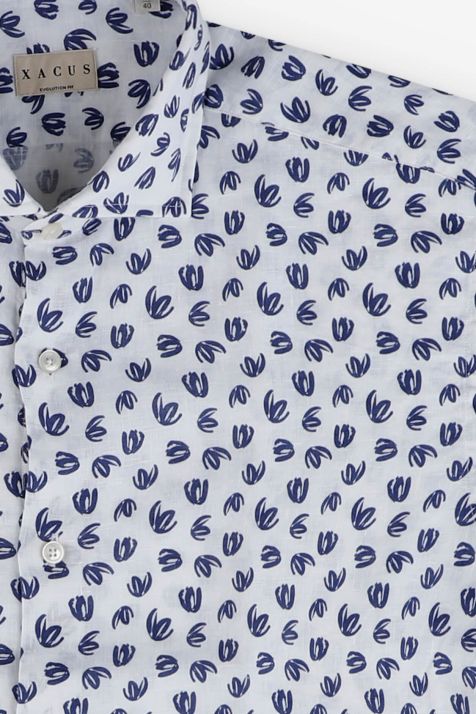 Men's Shirt Xacus Classic Patterned 100% linen collar French Long sleeve