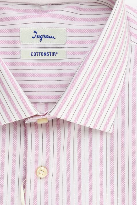 Camisa Hombre Ingram Classic No Plancha Rayas 100% algodón cuello Francés Manga larga