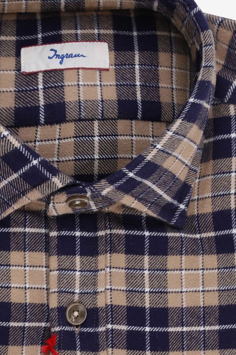 Men's Shirt Ingram Slim Check 100% cotton collar French Long sleeve