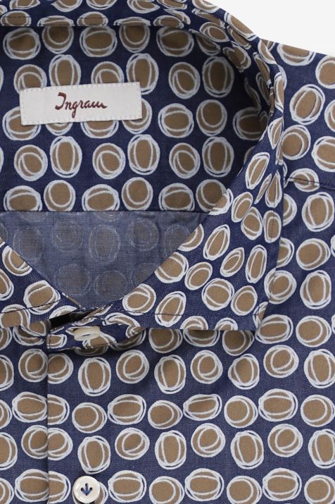 Men's Shirt Ingram Slim Patterned 100% cotton collar French Long sleeve
