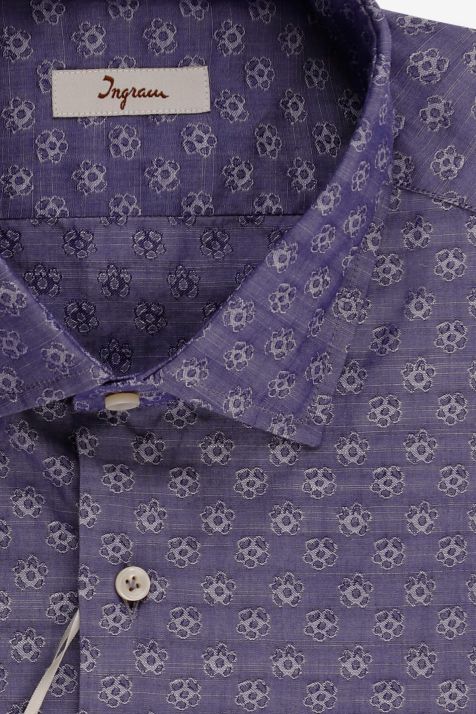 Men's Shirt Ingram Slim Patterned 100% cotton collar French Long sleeve