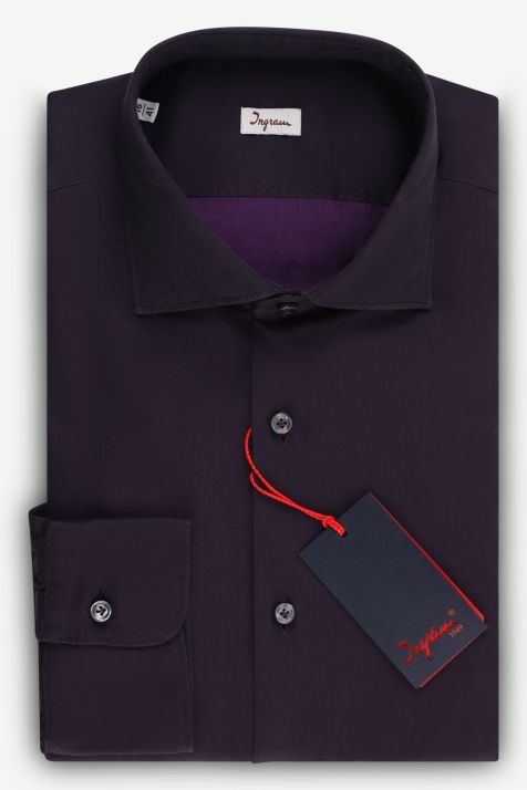 Men's Shirt Ingram Slim Plain 100% cotton collar French Long sleeve