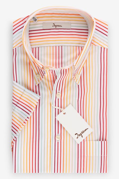 Camisa Hombre Ingram Regular Rayas 100% algodón cuello Abotonado Manga corta