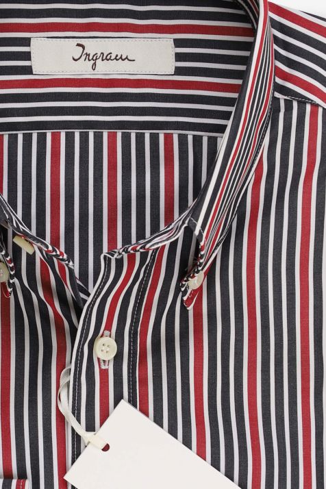 Men's Shirt Ingram Slim Stripe 100% cotton collar Button down Long sleeve