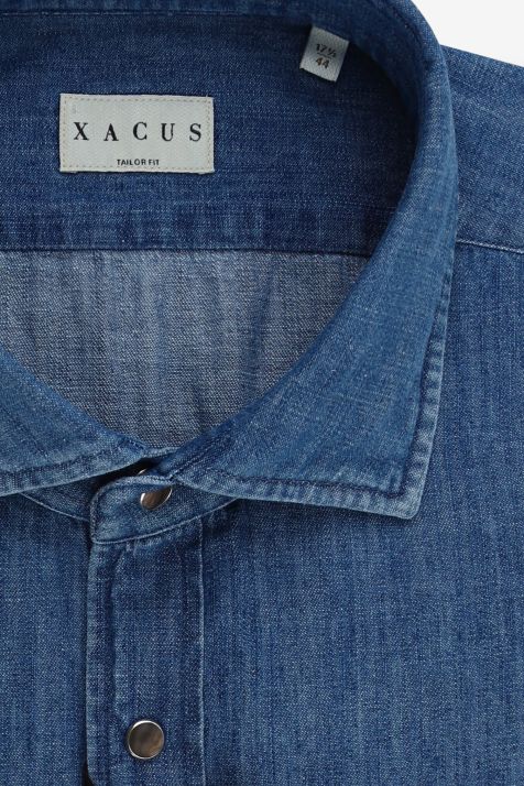 Hemd Herren Xacus Regular Einfarbig 100% Baumwolle gewaschen kragen Französisch Lange Ärmel