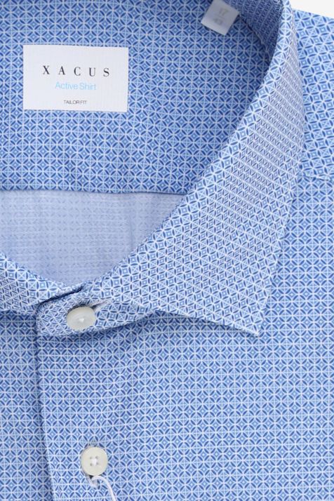 Hemd Herren Xacus Regular Halb Unifarben  86 % Polyamid, 14 % Elastan kragen Französisch Lange Ärmel