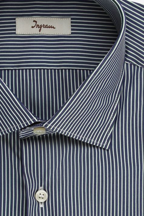 Men's Shirt Ingram Slim Stripe 100% cotton collar French Long sleeve
