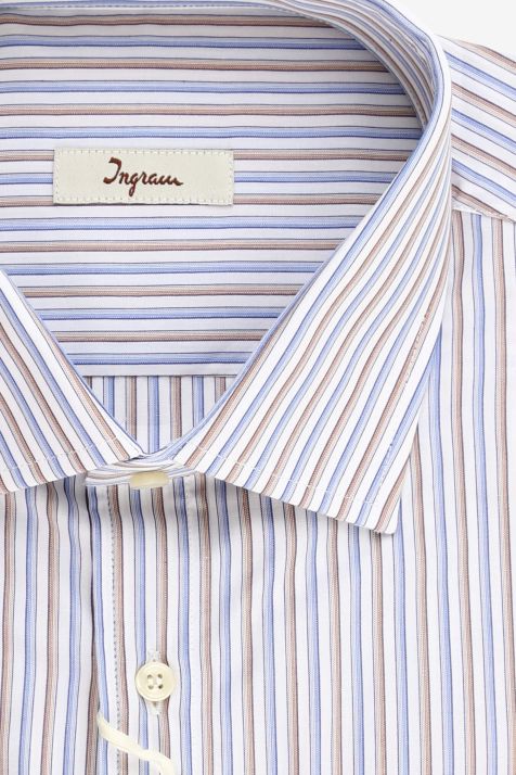 Men's Shirt Ingram Classic Stripe 100% cotton collar French Long sleeve
