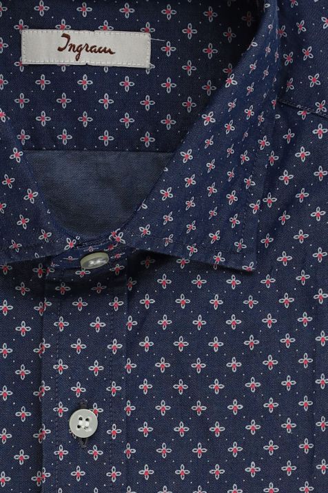 Camisa Hombre Ingram Slim Diseño  100% algodón cuello Francés Manga larga