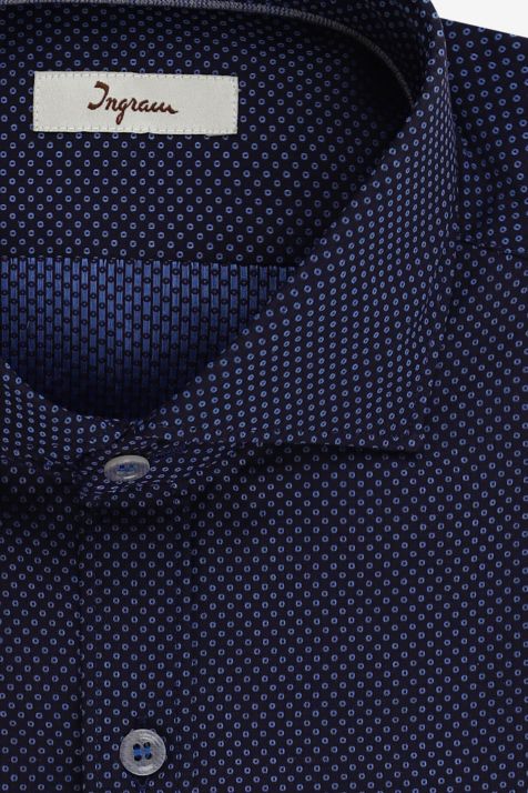 Camisa Hombre Ingram Slim Diseño  100% algodón cuello Francés Manga larga