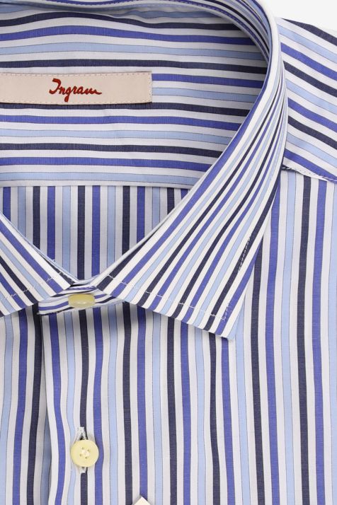 Camisa Hombre Ingram Regular Rayas 100% algodón cuello Francés Manga larga