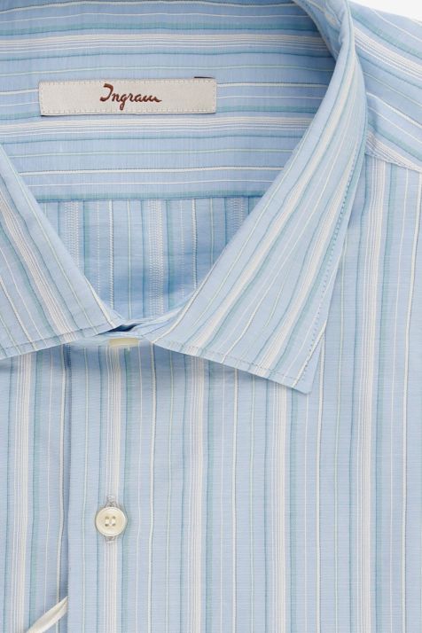 Men's Shirt Ingram Slim Stripe 100% cotton collar French Long sleeve